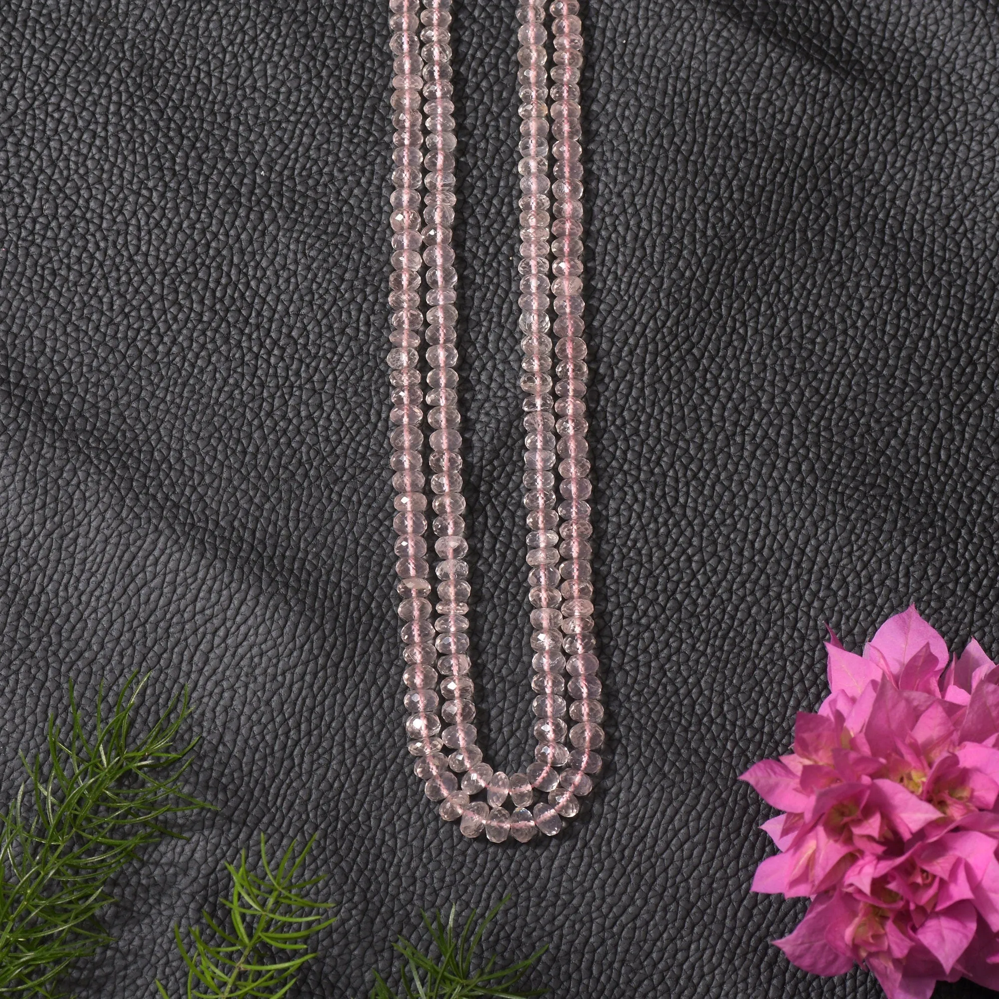 Rose Quartz Beaded Gemstone Necklace