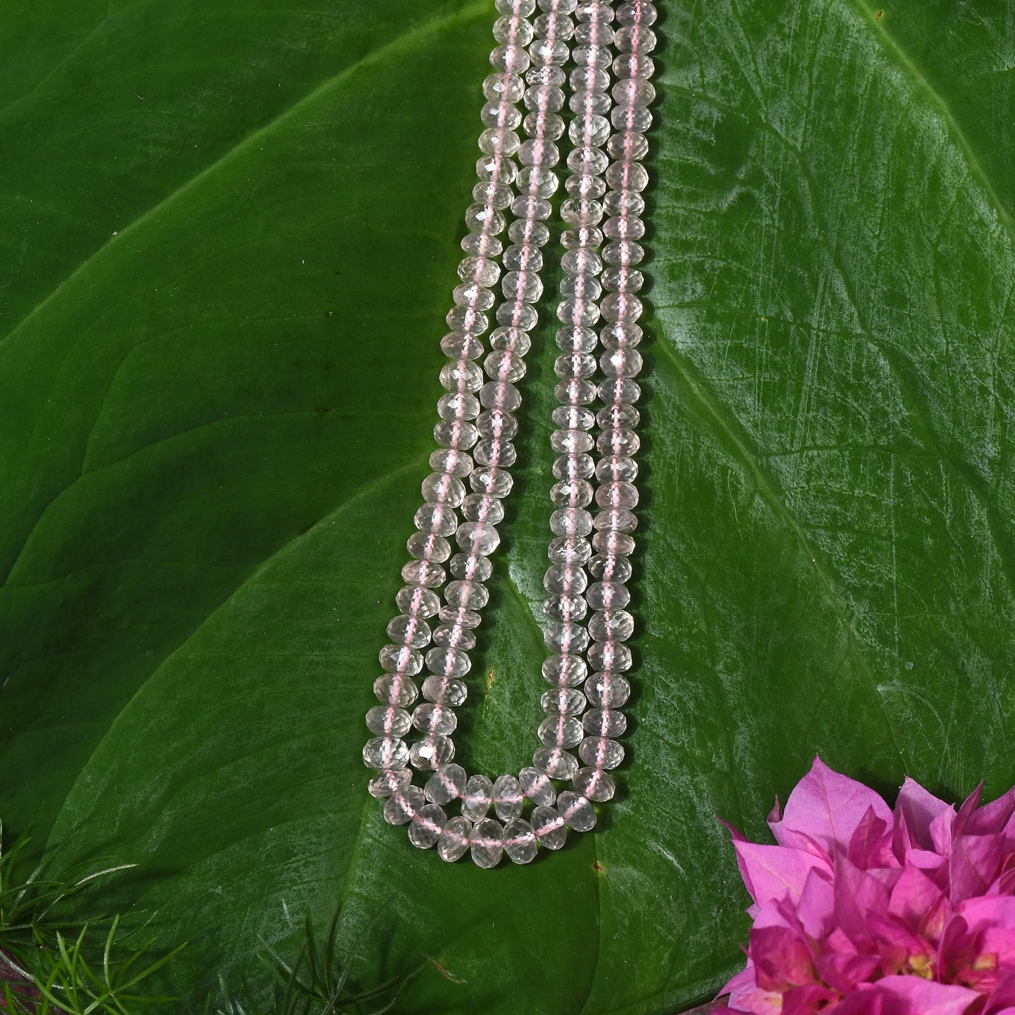 Rose Quartz Beaded Gemstone Necklace