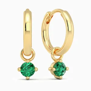 Round Emerald Charm - Gold Hoop Earrings by Irosk Australia ®