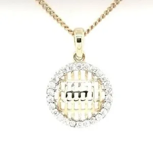 Round Halo 9ct Gold Pendant
