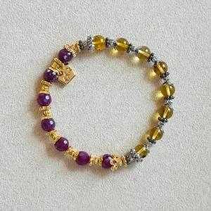 Ruby & Blue Amber Baby Bracelet