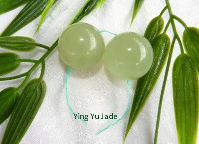 Sale-Women's Wellness Sale- Pair Green Jade Ben Wa Kegel Balls  Drilled with Hole