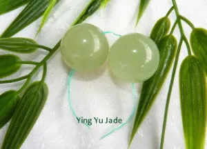 Sale-Women's Wellness Sale- Pair Green Jade Ben Wa Kegel Balls  Drilled with Hole