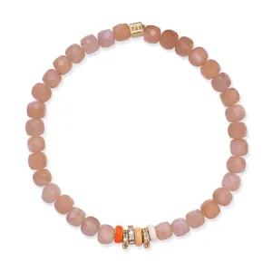 Semi-Precious Stretch Bracelet with Colored Rondelles