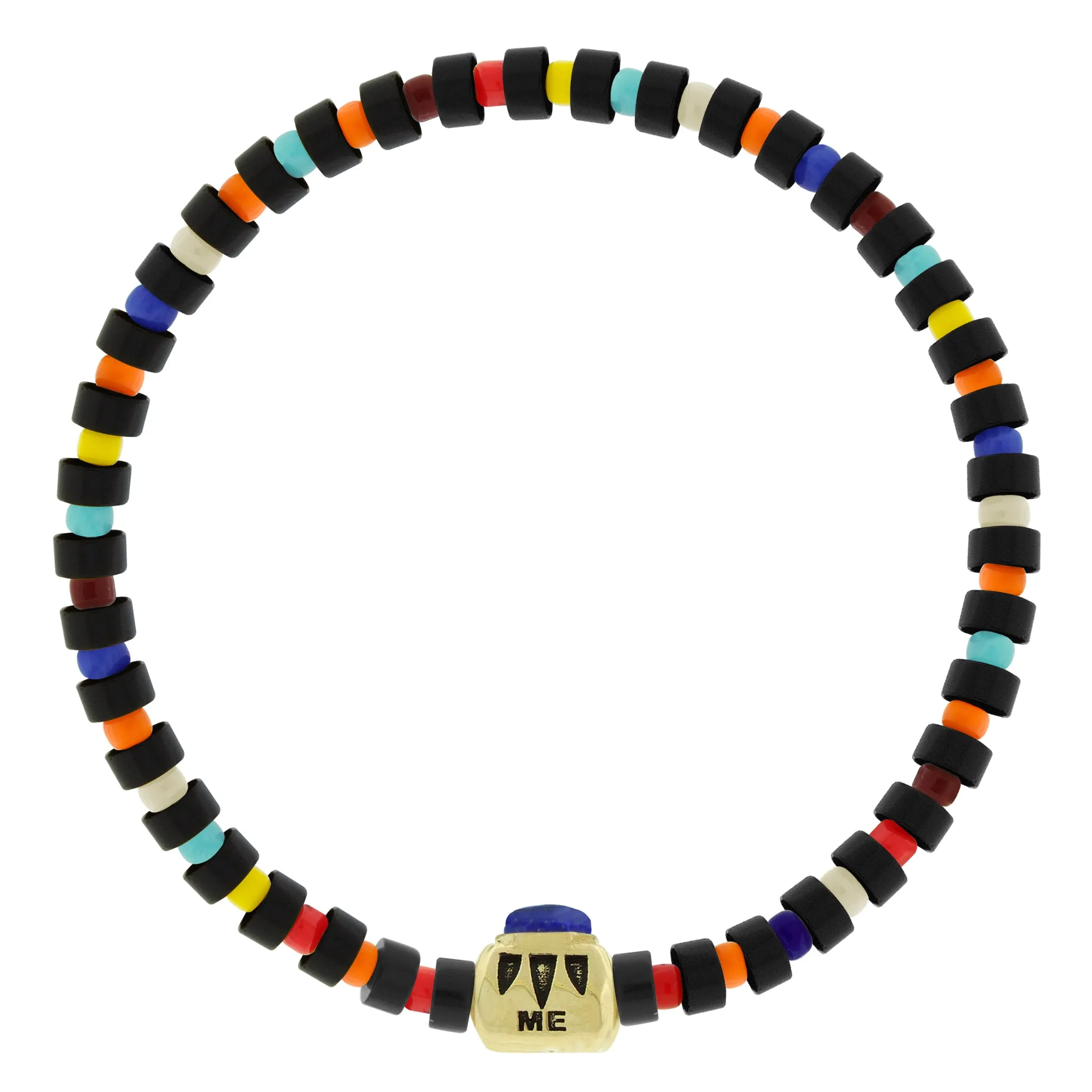 SHIELD ME Ingot with Lapis Hexagon on Beaded Bracelet