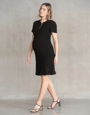 Shirred Angel Sleeve Mini Maternity Dress
