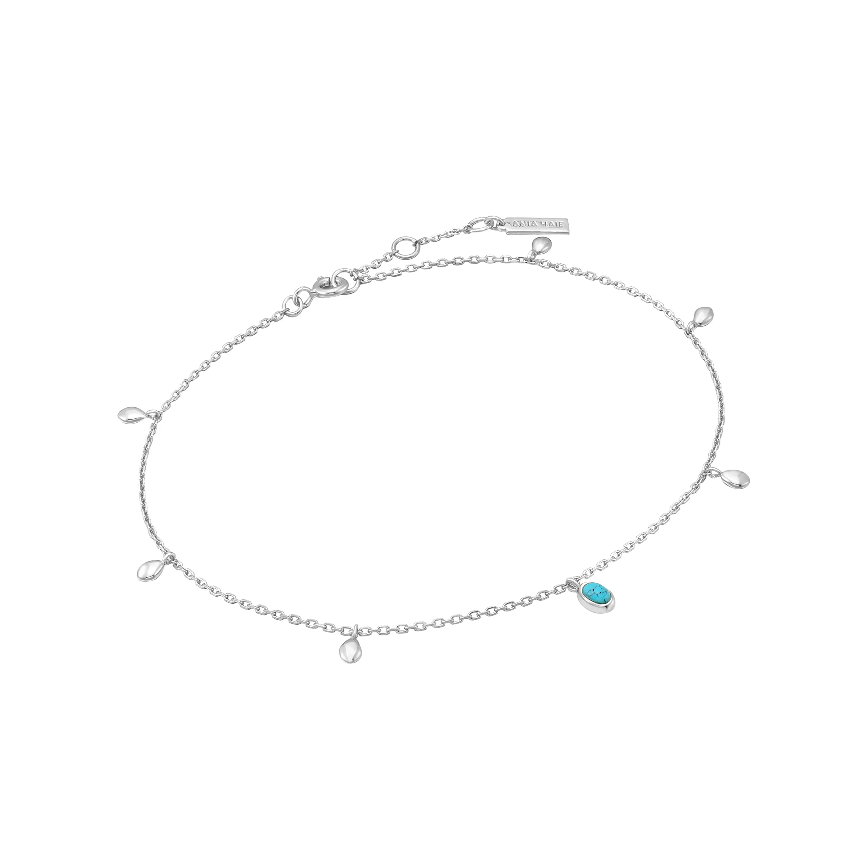 Silver Turquoise Drop Pendant Anklet