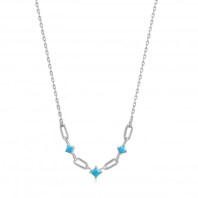 Silver Turquoise Link Necklace N033-03H