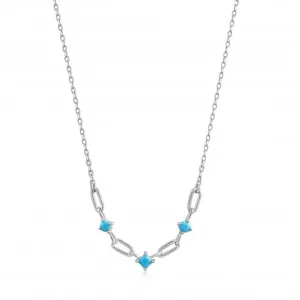 Silver Turquoise Link Necklace N033-03H