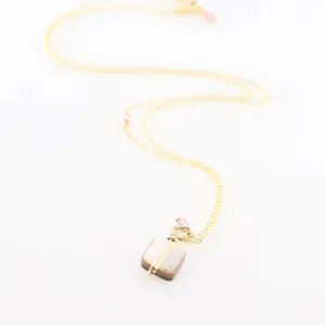 Simple Drop Necklace with Abalone and Pink Freshwater Pearl