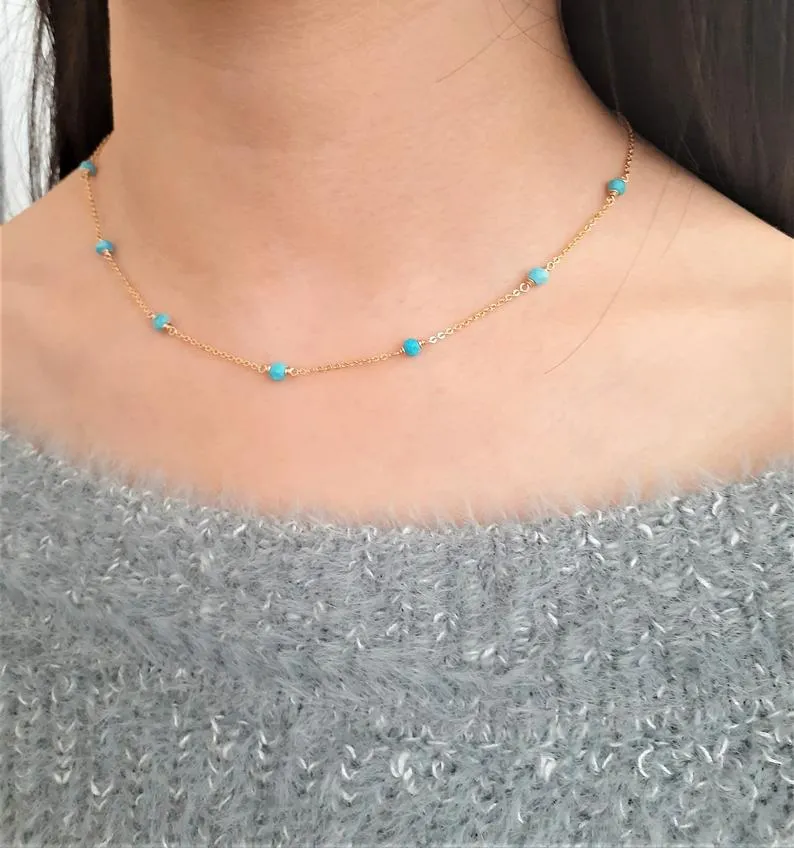 Sleeping Beauty Turquoise Beaded Necklace