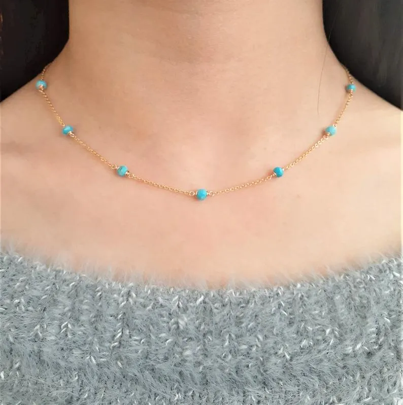 Sleeping Beauty Turquoise Beaded Necklace
