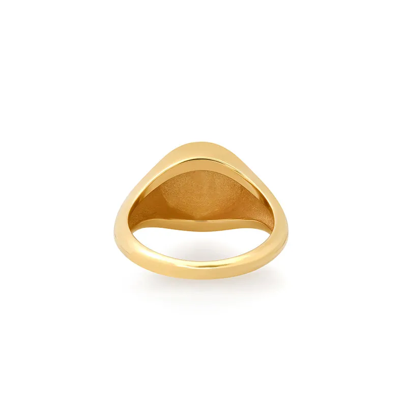 Small Good Luck & Clover Sentiment Signet Ring