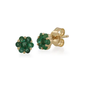 Smaragd Ohrringe, 9 Karat Gelbgold 0.34ct CT SMARAGD Blumenmuster Ohrstecker 5mm