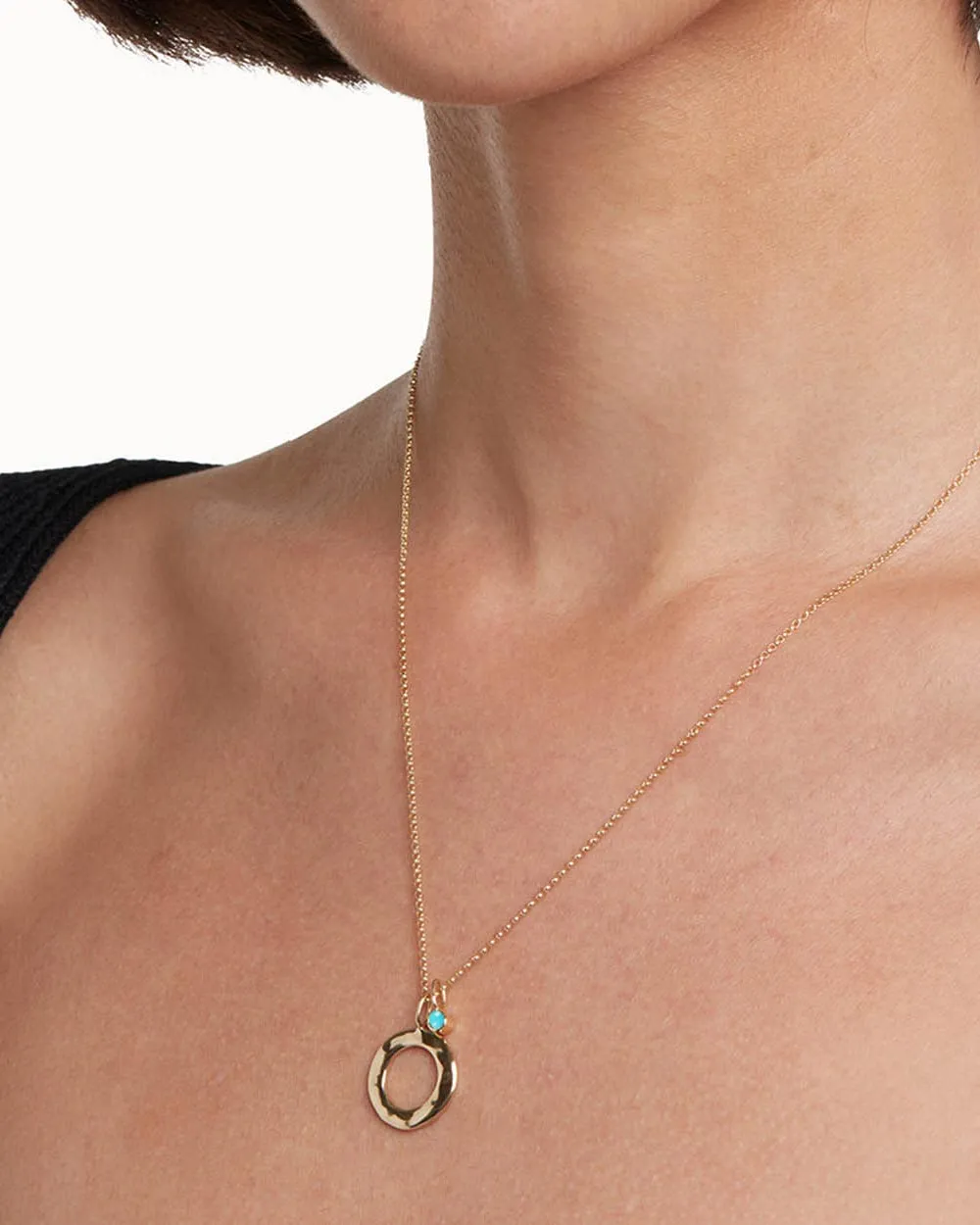 Solid Gold Turquoise December Birthstone Necklace