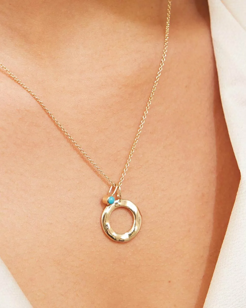 Solid Gold Turquoise December Birthstone Necklace