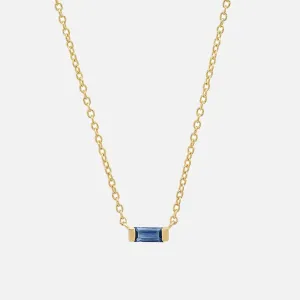 Solitaire Gemstone Baguette Necklace