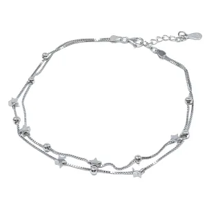 Star & Ball Sterling Silver Anklet Bracelet