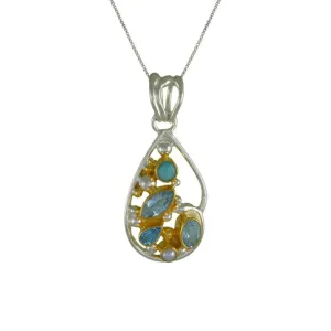 Sterling Silver 22K Gold Vermeil Multi-Gem Pendant Necklace
