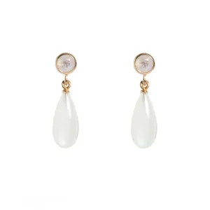 Stud Drop Rainbow Moonstone and Rainbow Moonstone Polished Earrings 24K Fair Trade Gold Vermeil