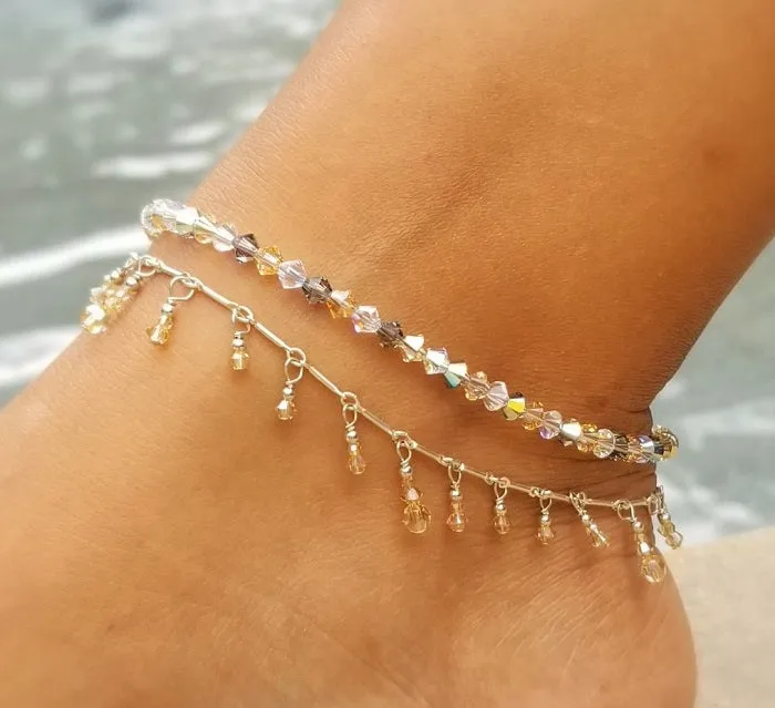 Swarovski™ Crystals Anklet - Light Crystals & Black Diamond