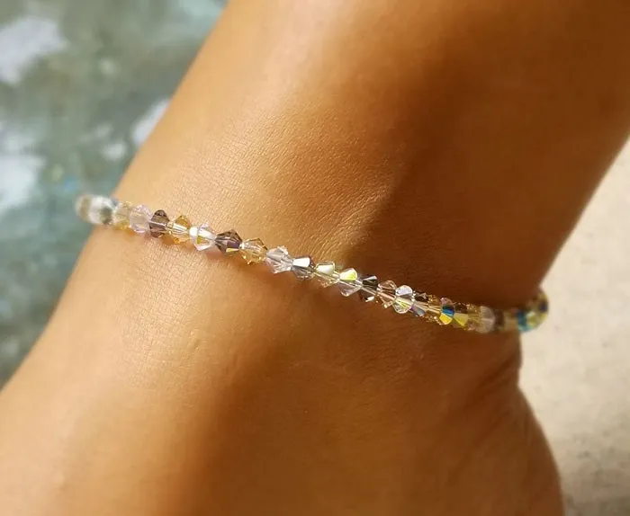 Swarovski™ Crystals Anklet - Light Crystals & Black Diamond