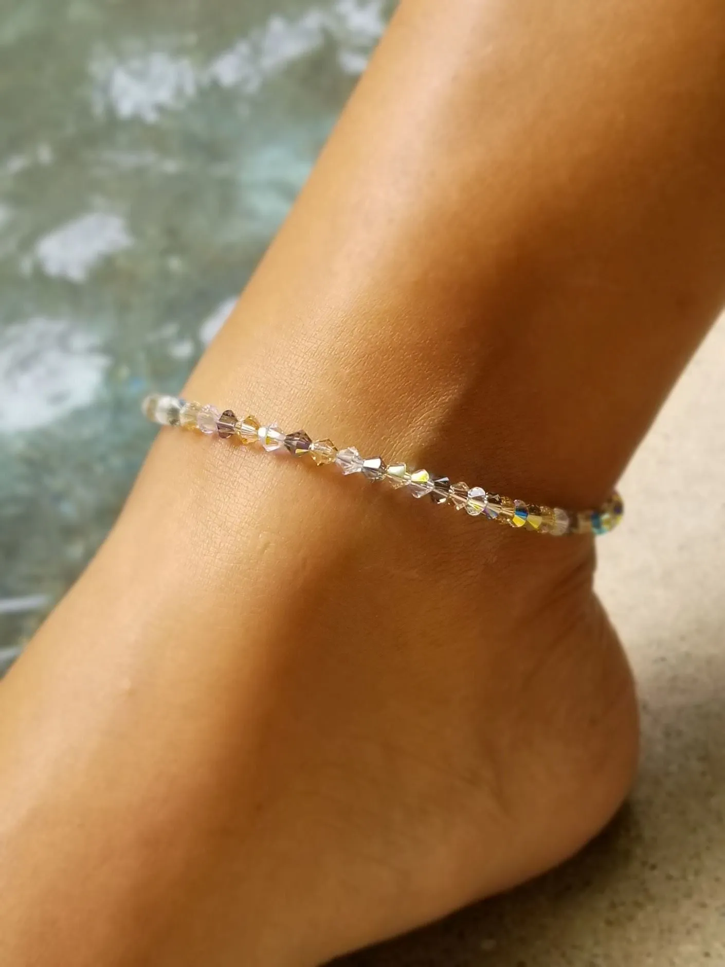 Swarovski™ Crystals Anklet - Light Crystals & Black Diamond