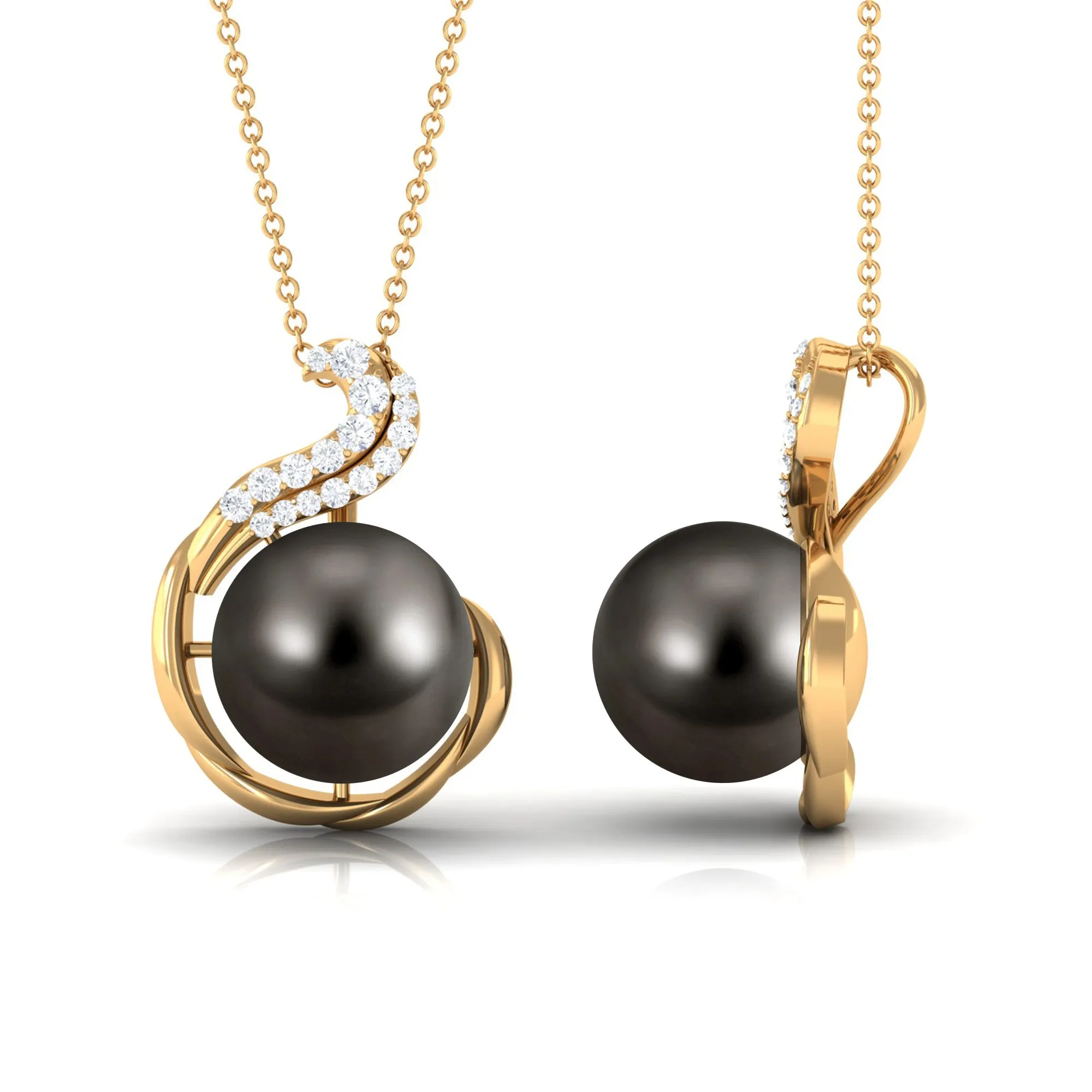 Tahitian Pearl Cocktail Pendant with Diamond Accent