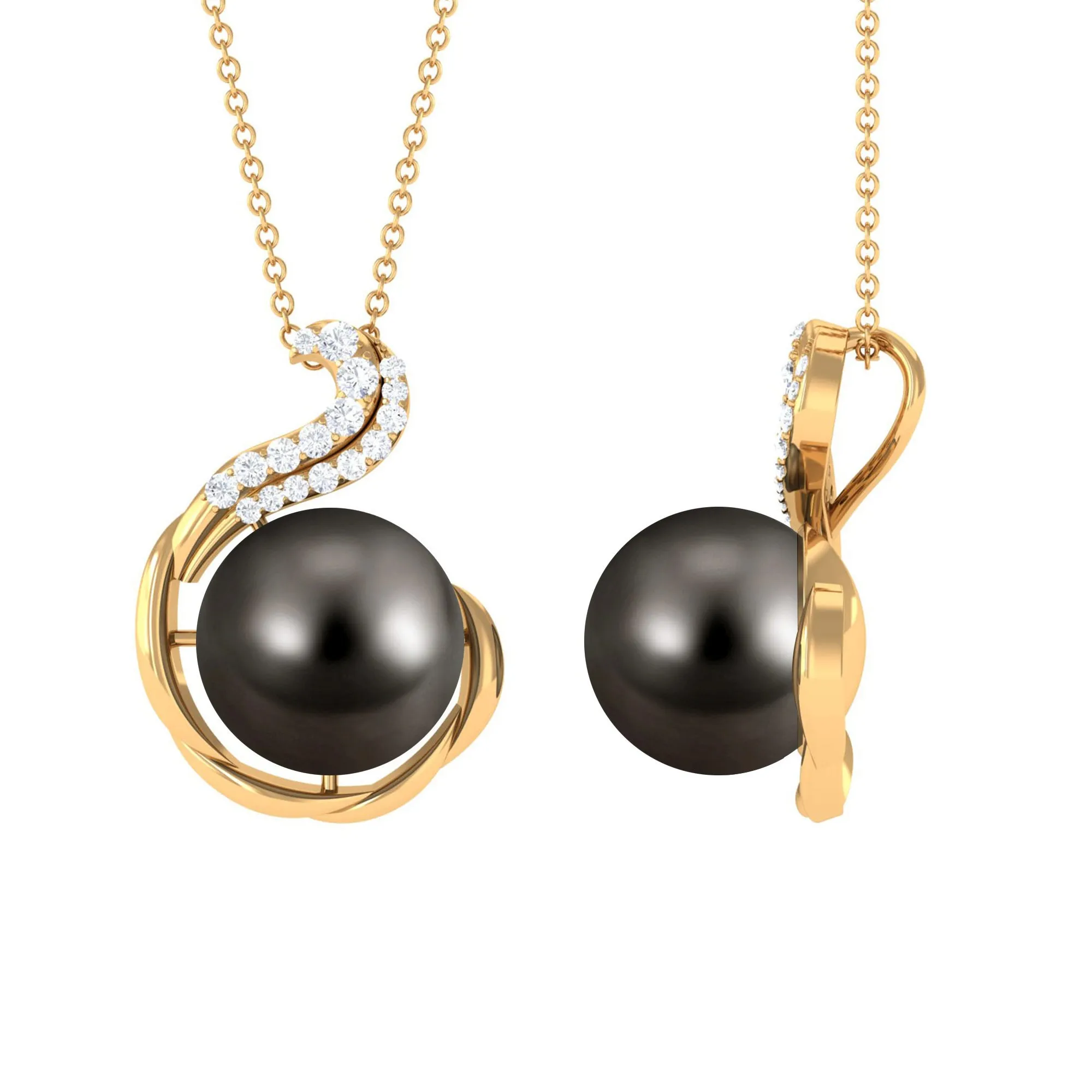 Tahitian Pearl Cocktail Pendant with Diamond Accent