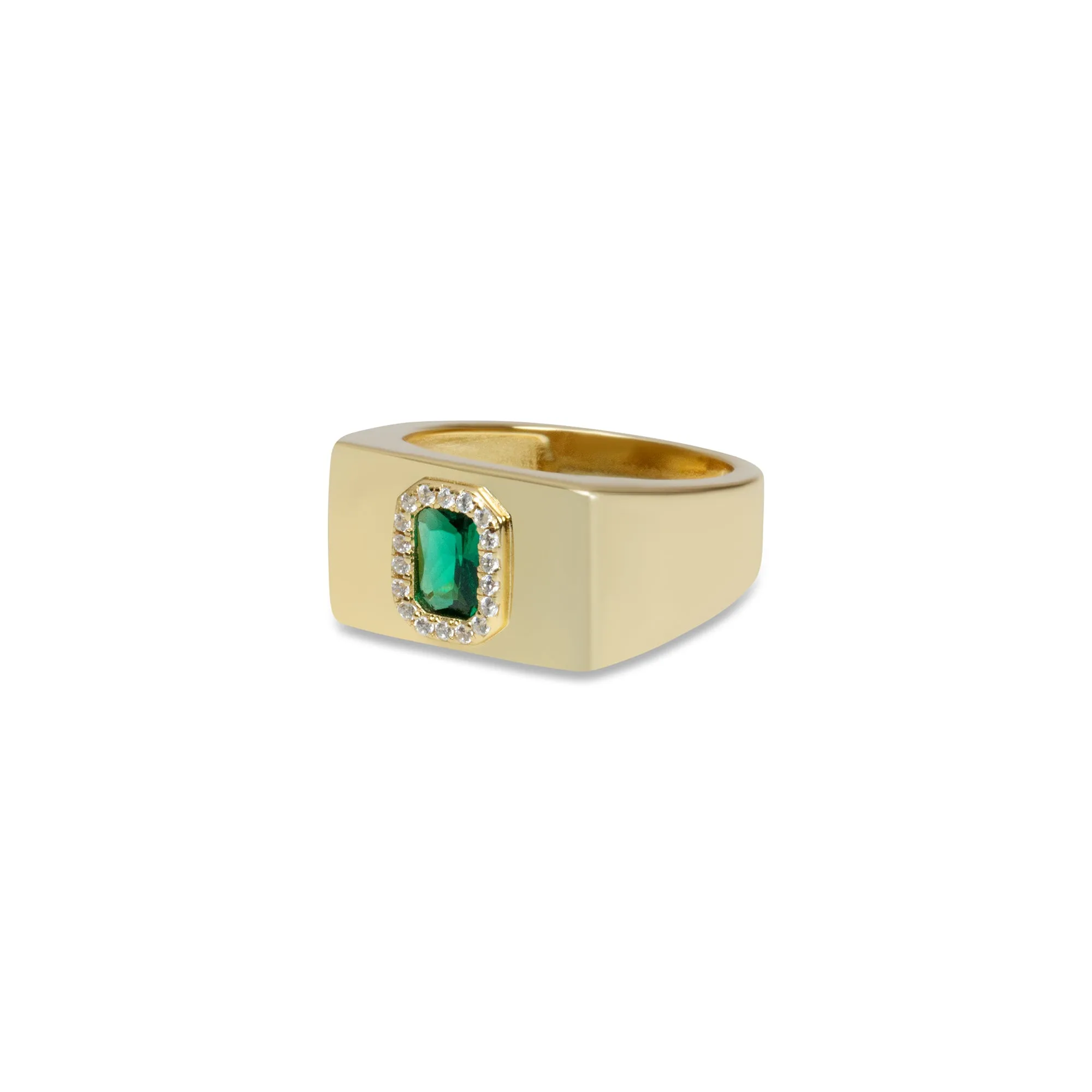THE GREEN STONE SQUARE SIGNET RING