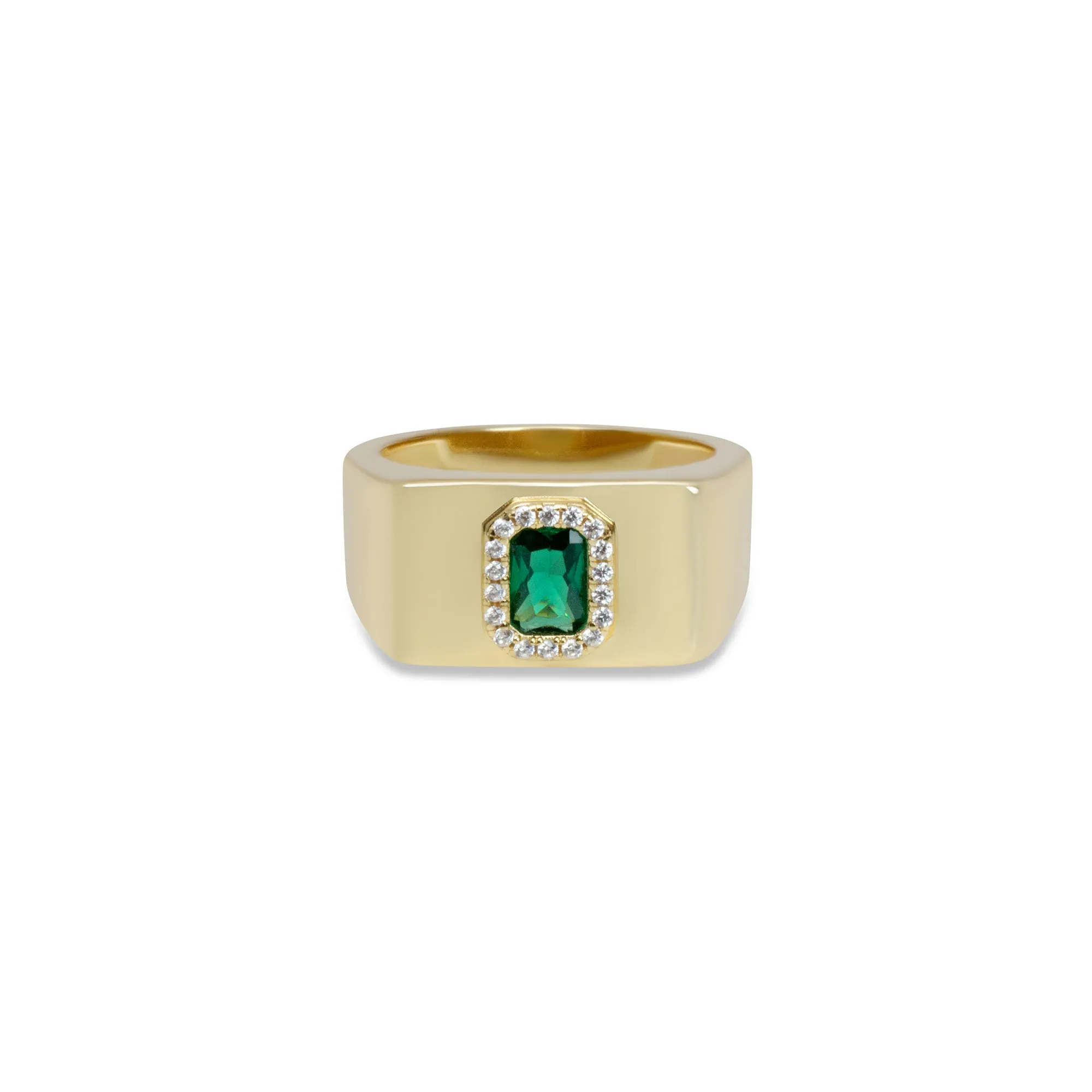 THE GREEN STONE SQUARE SIGNET RING
