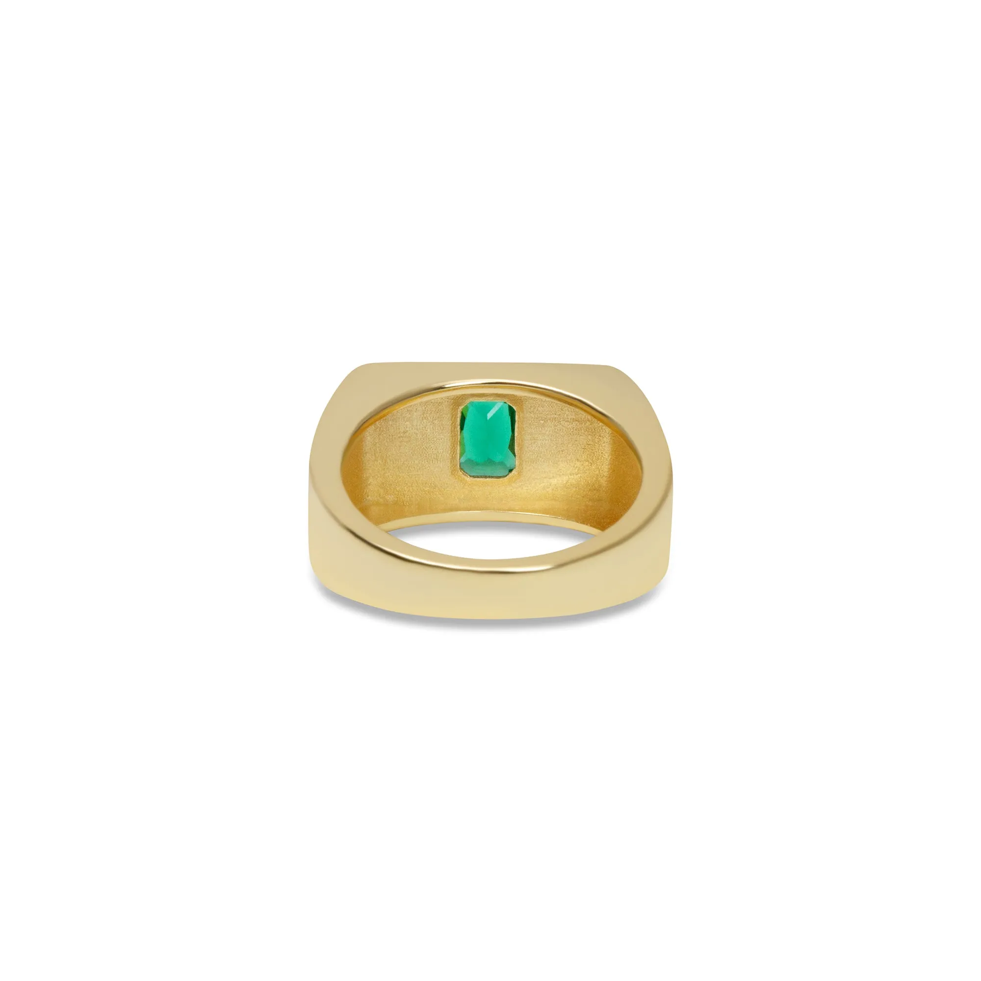 THE GREEN STONE SQUARE SIGNET RING