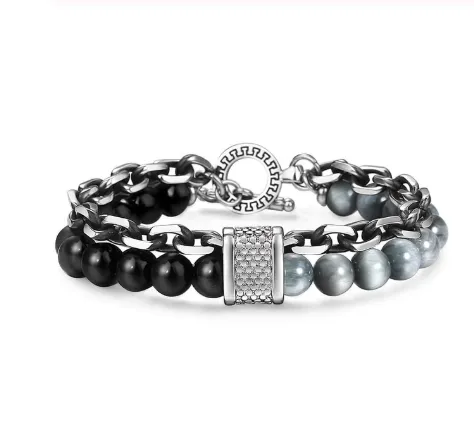 Tiger Eye & Chain Link Bracelet