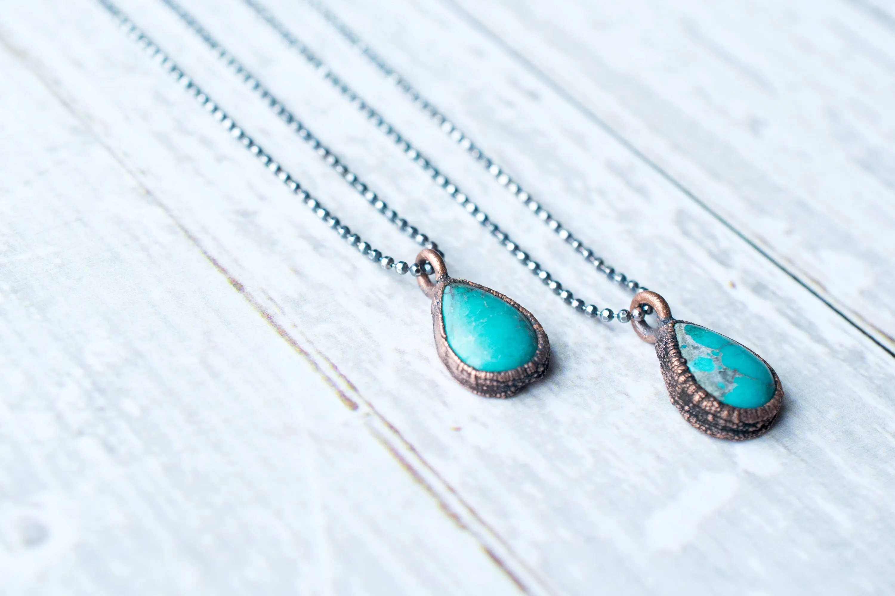 Turquoise teardrop necklace | Raw turquoise jewelry