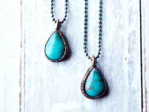 Turquoise teardrop necklace | Raw turquoise jewelry
