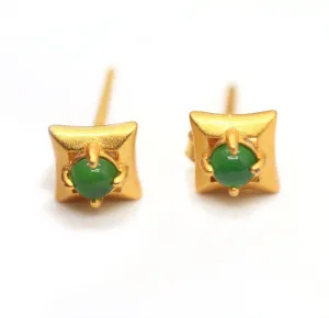 Type A Jadeite Jade Earrings s925 Silver Inlay RW-PG5F-V2C4