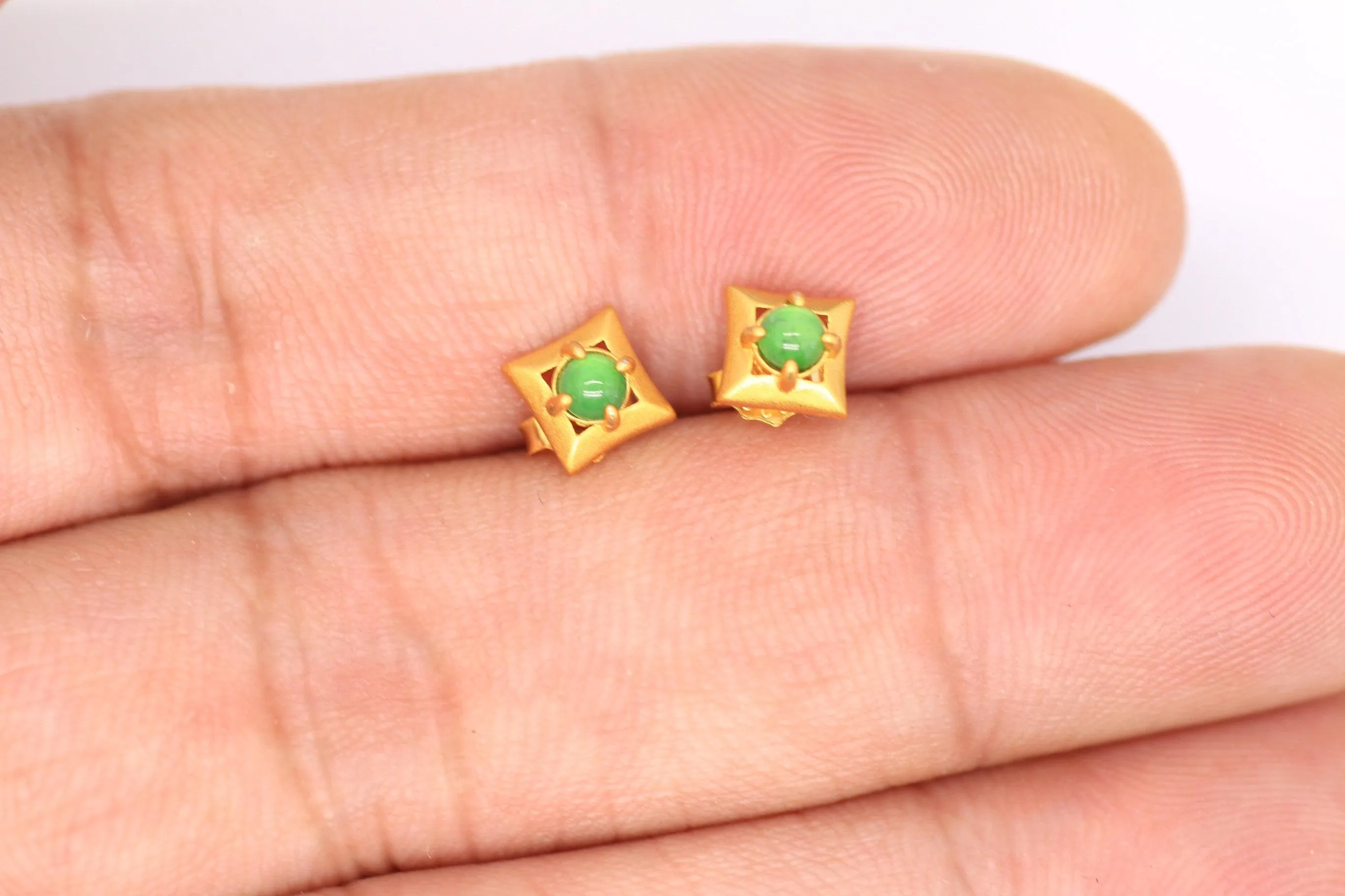 Type A Jadeite Jade Earrings s925 Silver Inlay RW-PG5F-V2C4