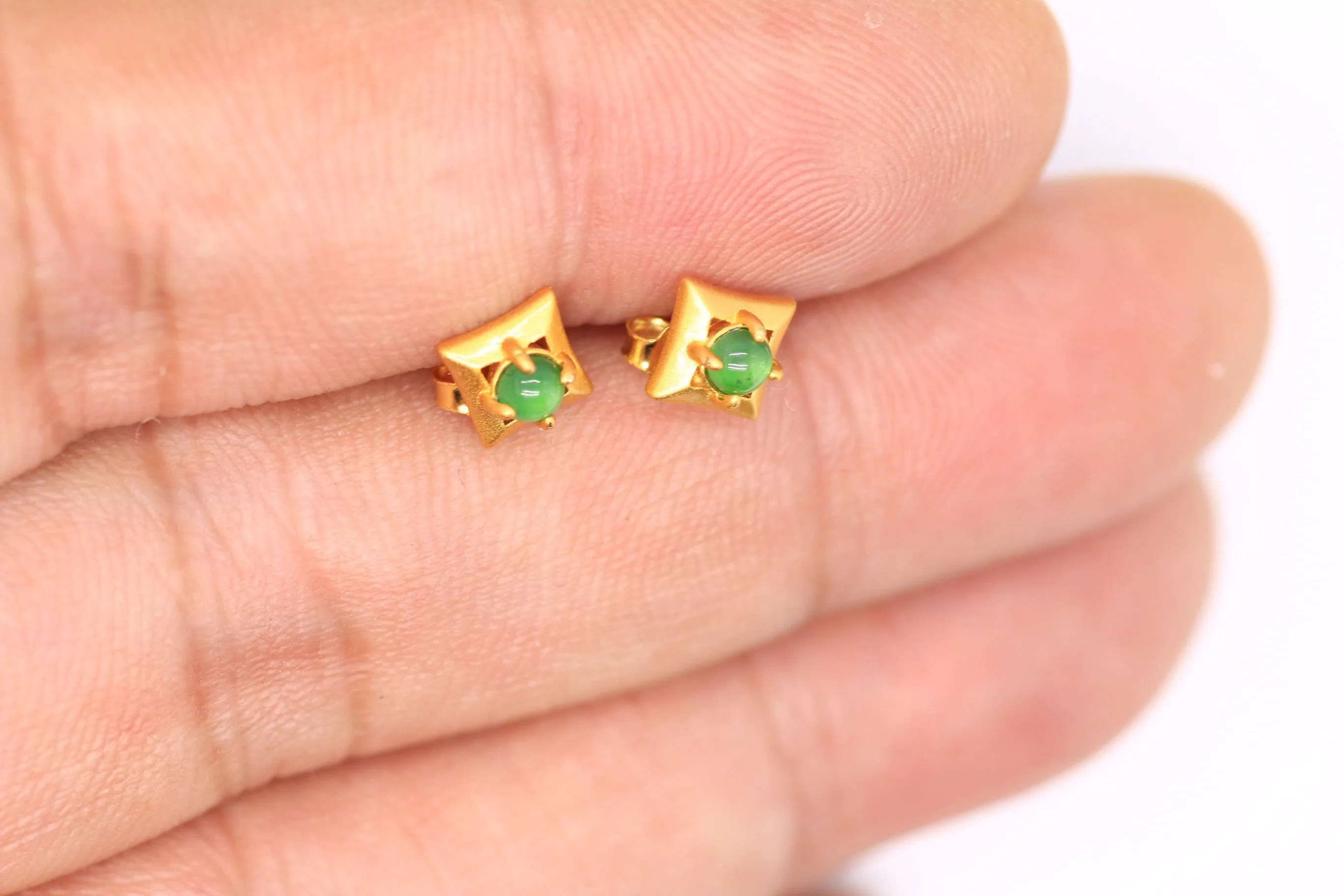 Type A Jadeite Jade Earrings s925 Silver Inlay RW-PG5F-V2C4