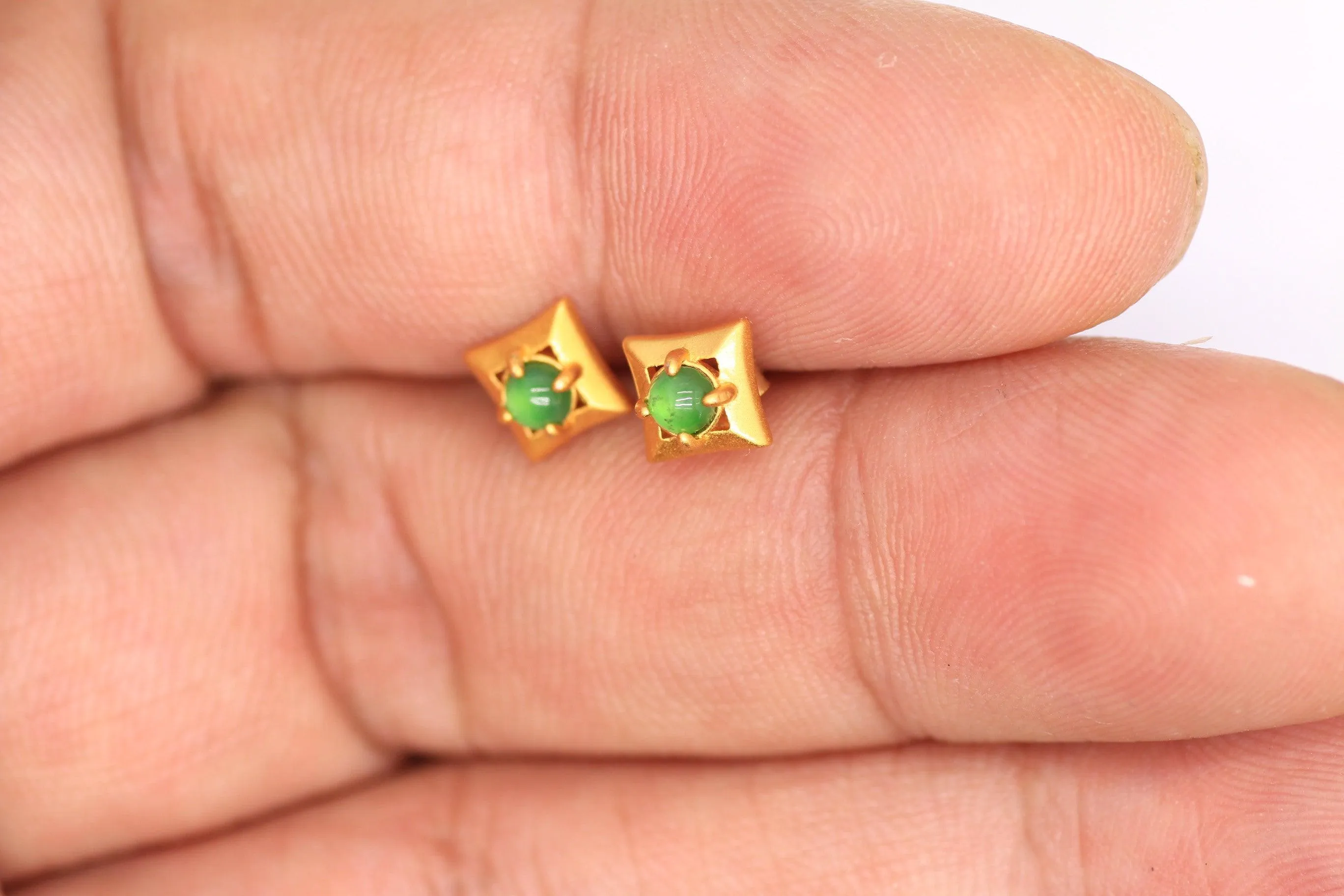 Type A Jadeite Jade Earrings s925 Silver Inlay RW-PG5F-V2C4
