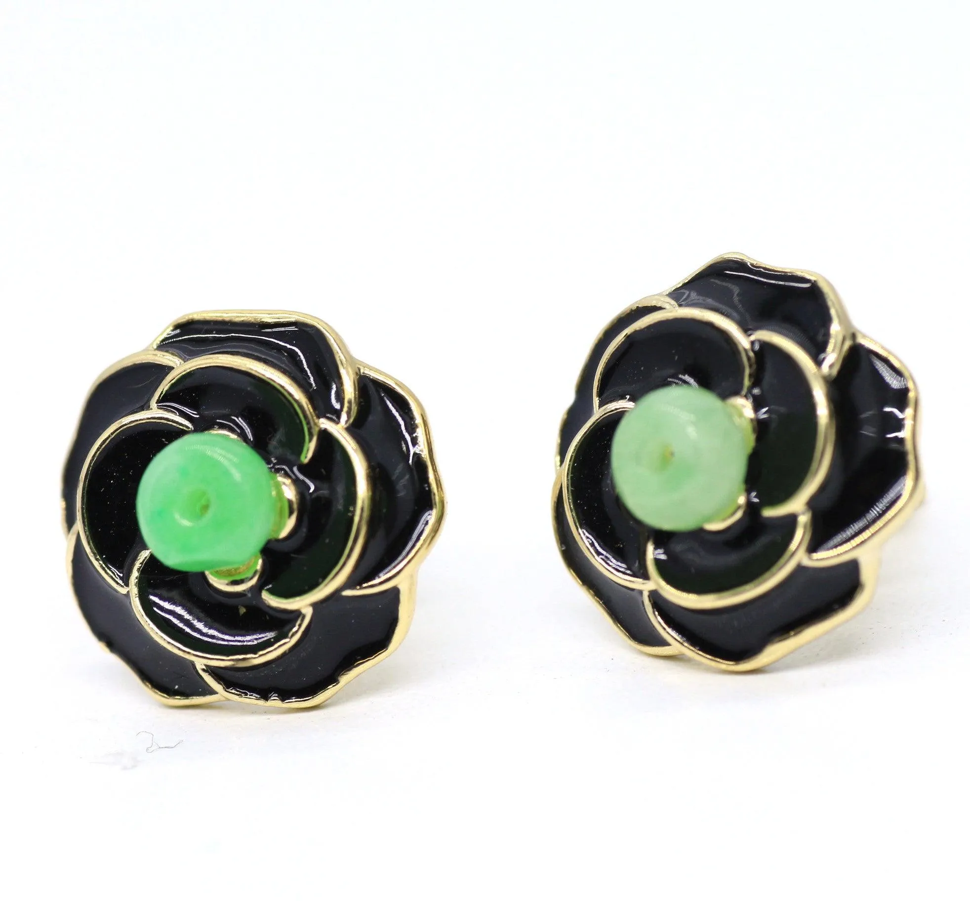 Type A Jadeite Jade Earrings s925 Silver Inlay U2-FZIH-DUIN