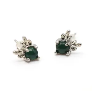Type A Jadeite Jade Earrings s925 Silver Inlay X7-OO7M-HCTK