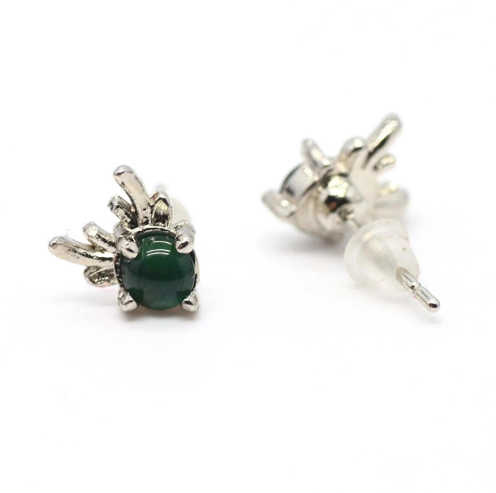 Type A Jadeite Jade Earrings s925 Silver Inlay X7-OO7M-HCTK