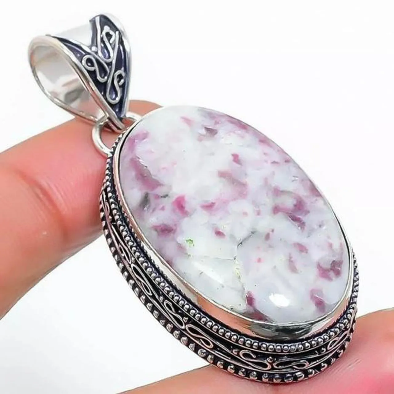 Vintage Design Pink Tourmaline  Gemstone 925 Sterling Silver Jewellery Pendant Gift for Her