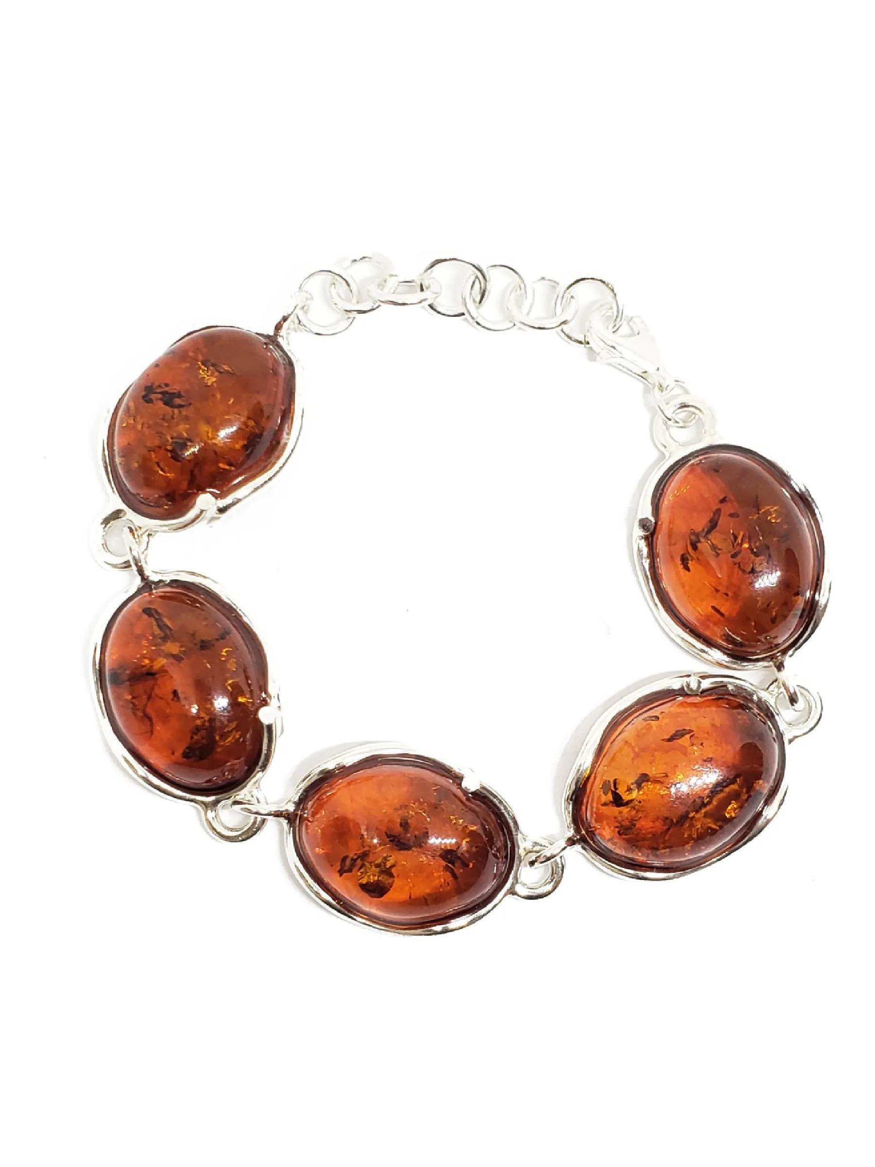 Wavy Silver & Amber Bracelet