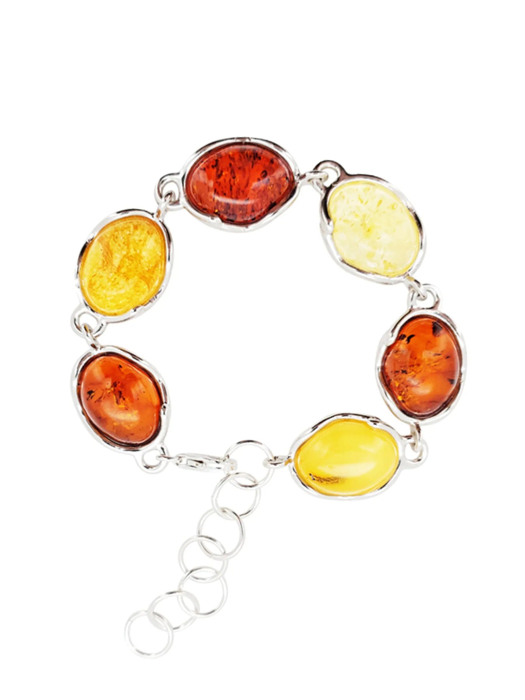 Wavy Silver & Amber Bracelet
