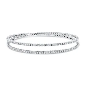 White Gold Contemporary Flexible Diamond Bangle