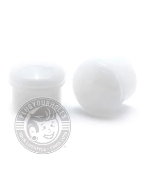 White Jade Single Flared Stone Plugs