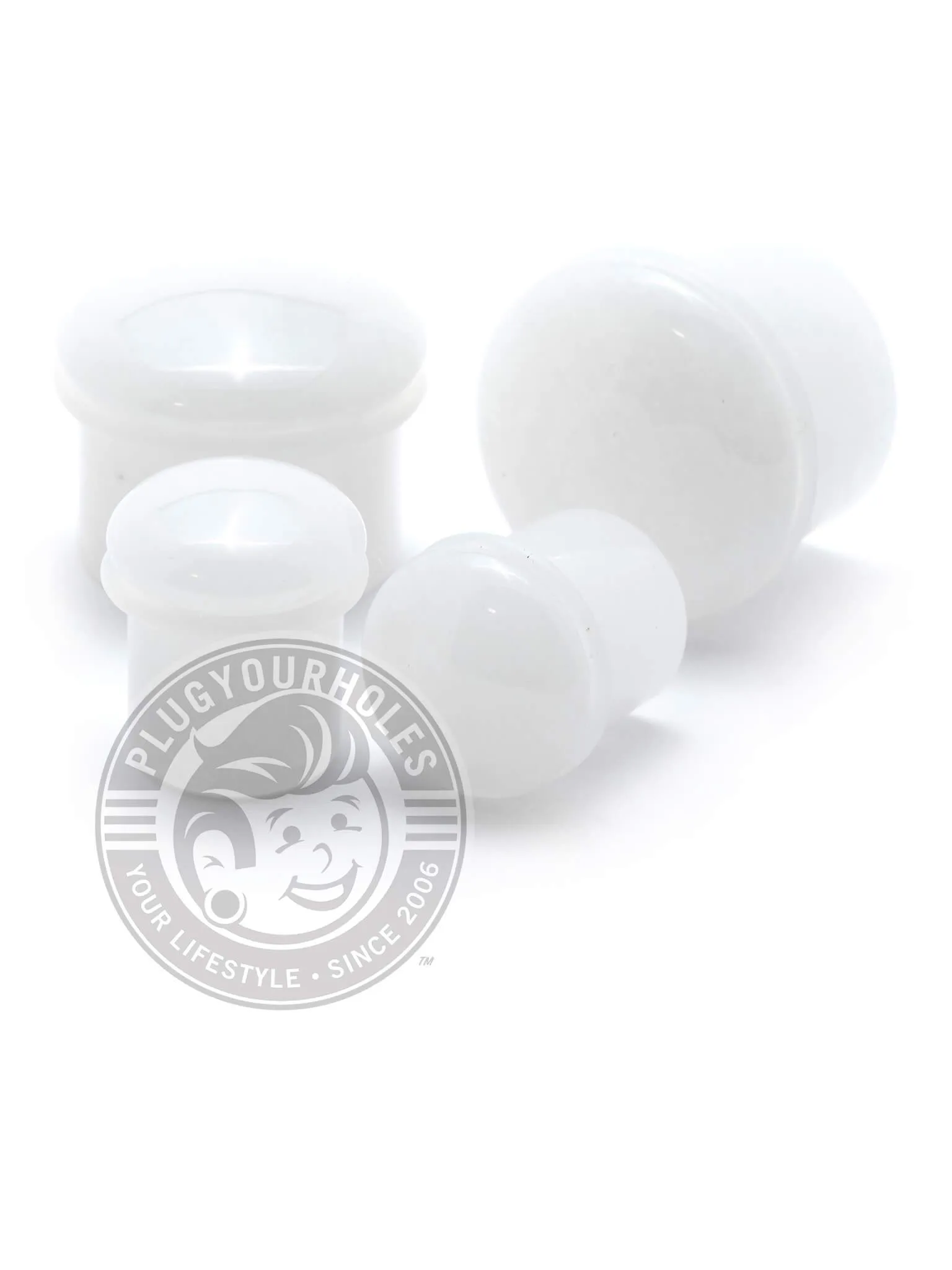 White Jade Single Flared Stone Plugs