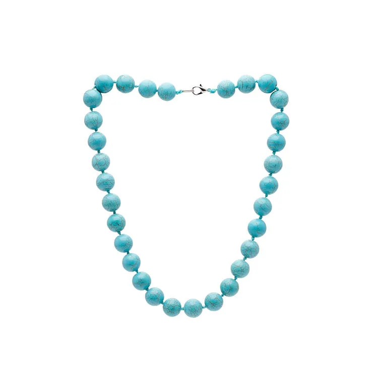 Women's 10mm Blue Turquoise Gemstone Necklace
