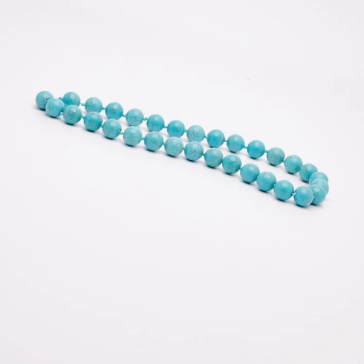 Women's 10mm Blue Turquoise Gemstone Necklace